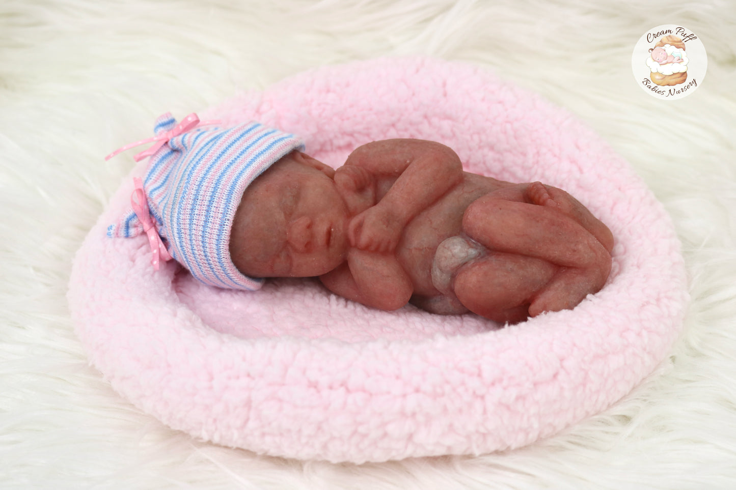 Reborn Silicone Fetus Micro Preemie Baby Girl Memorial Doll 22 Week Gestation